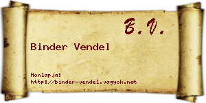 Binder Vendel névjegykártya